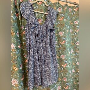 Blue Ruffled Sleeveless Romper Haptics